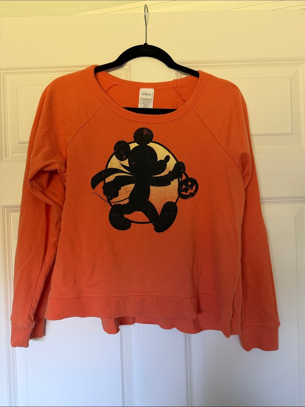Disney Orange Mickey Halloween Scoopneck Pullover